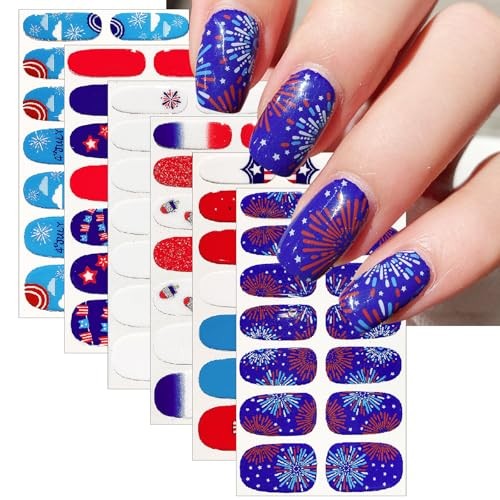 Self-Adhesive Nail Stickers for July 4th – Independence Day – 6 Sheets
