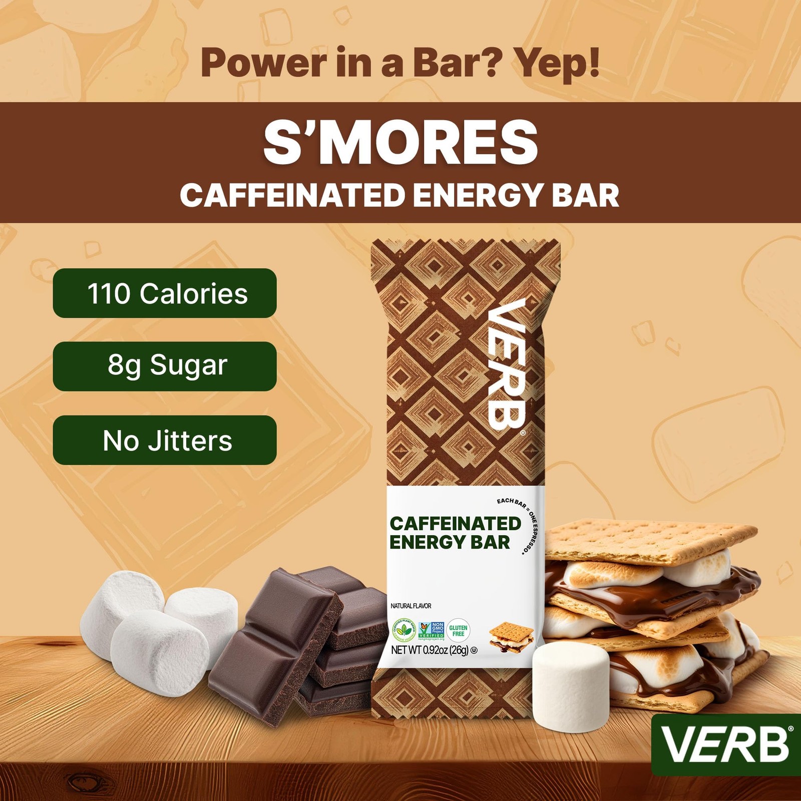 Verb Caffeinated Energy Bars Variety Pack – 2 Delicious Flavors 26g, Pack of …
