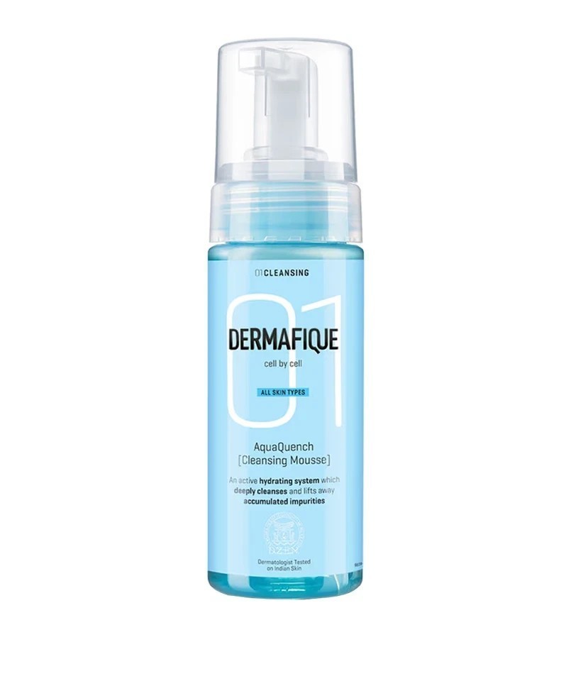 Dermafique Aquaquench Cleansing Mousse, Foaming Face wash with Vitamin E(150ml)