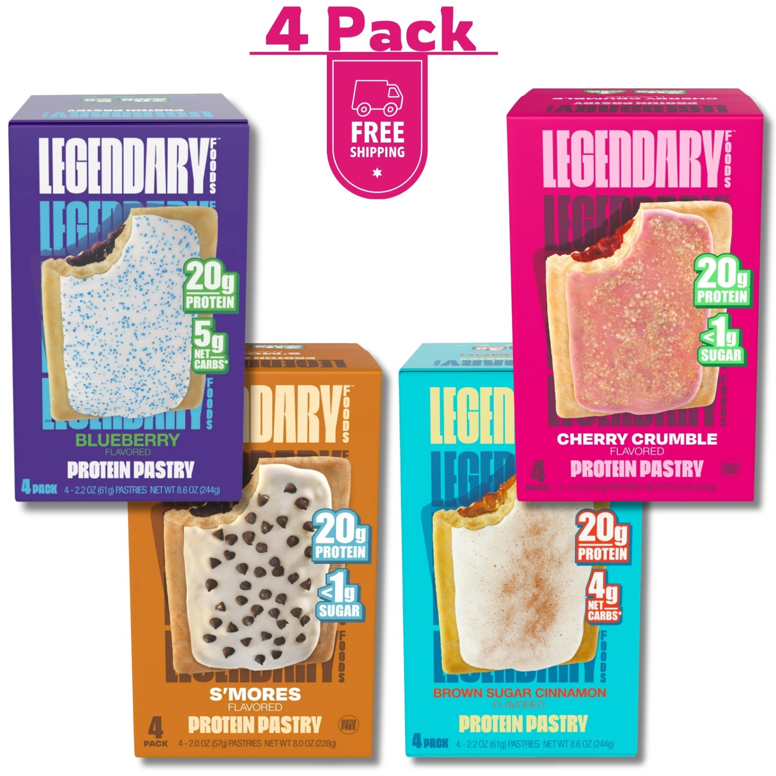 Legendary Foods Protein Pastry – variety pack 16 Pack (4 box)