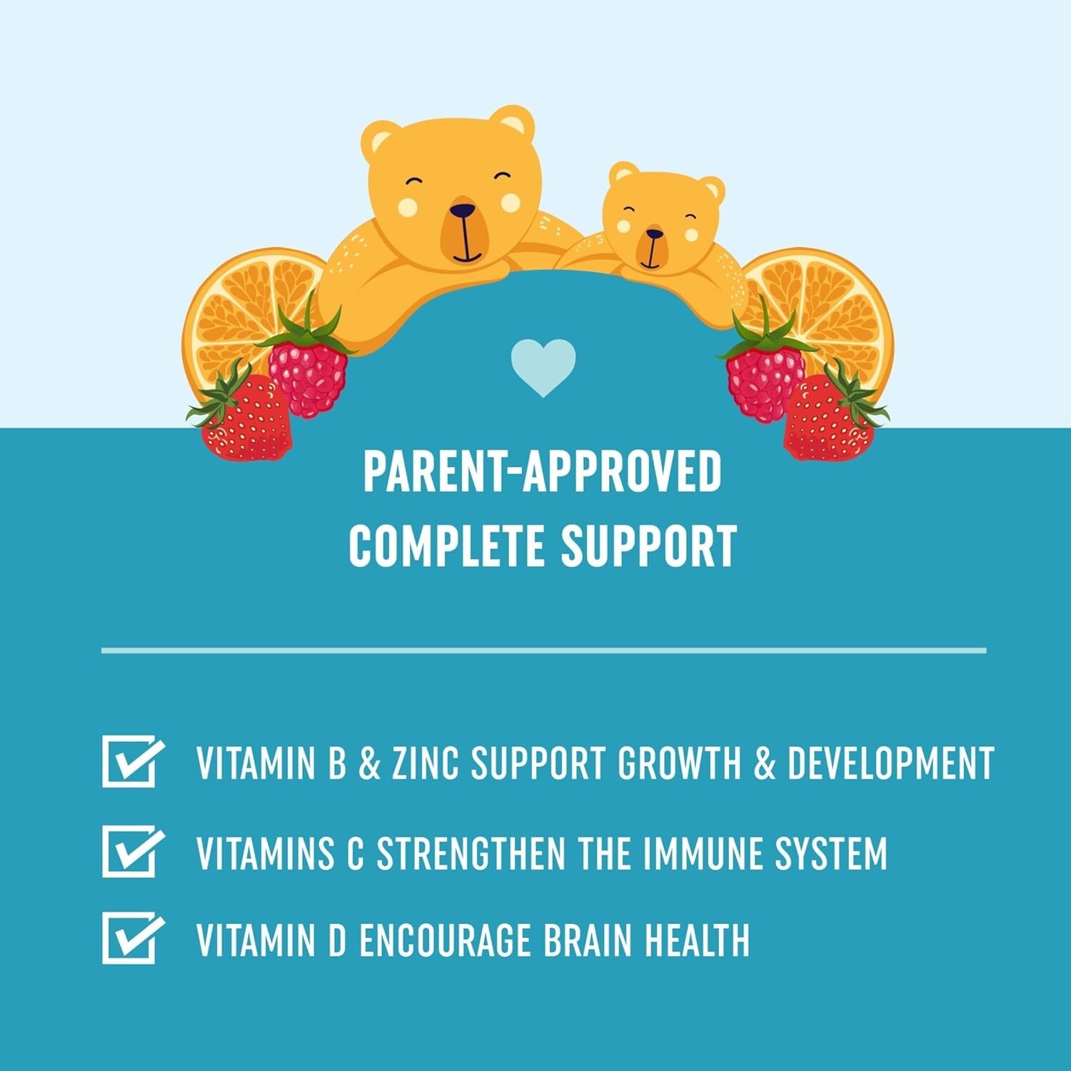Kids Multivitamin Gummies Vitamins A, B, C, D & Zinc Immunity Growth, 60 gummies