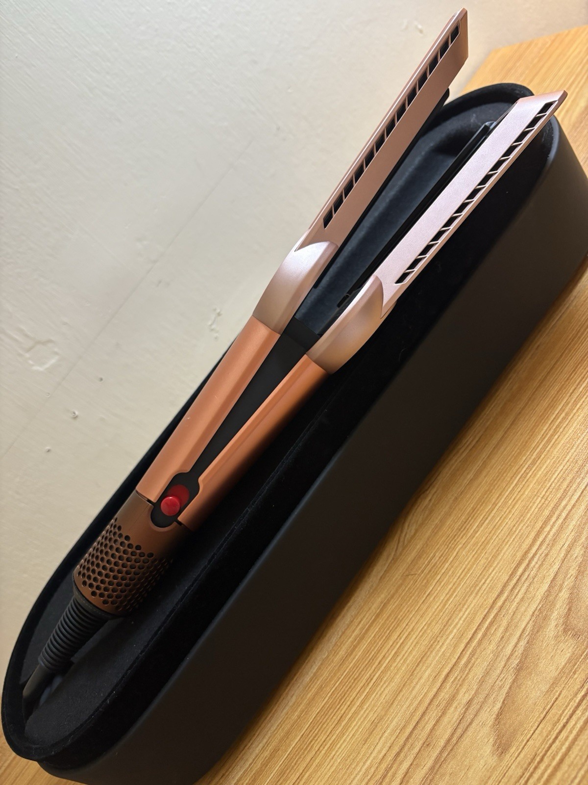 Dyson AirStrait Rose Gold w/ Case, no box. Adjustable Heat Settings