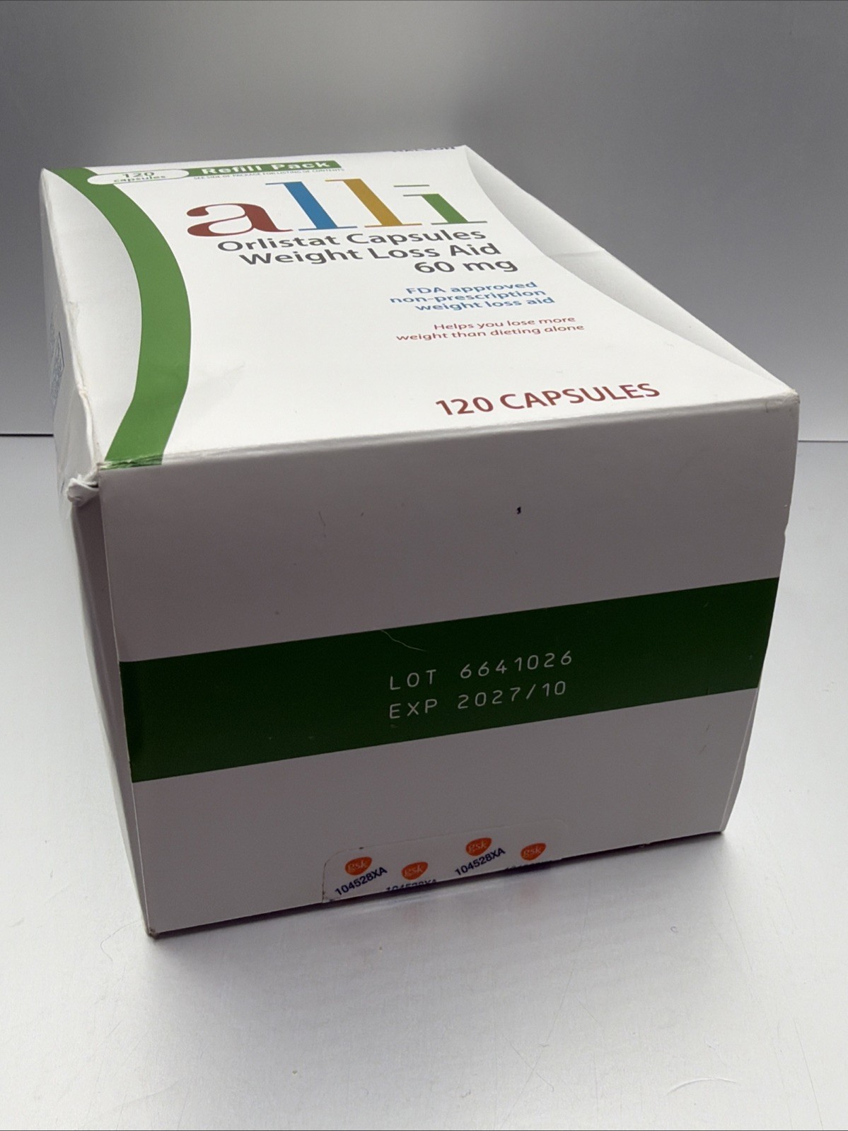 Weight Loss Diet Pills, Orlistat 60 mg Capsules 120 Count Refill Pack EXP 04/27