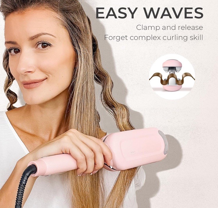Curling Iron Hair Crimper Waver – ROVY Beach Waves Curling Wand, Ionic Deep W…