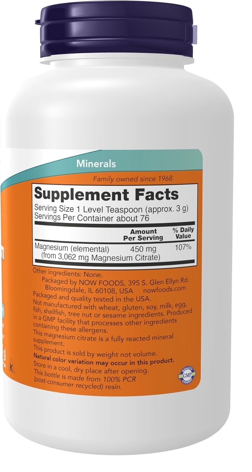 NOW Foods Magnesium Citrate Pure Powder 8 oz (227 g) EXP: 11/2030