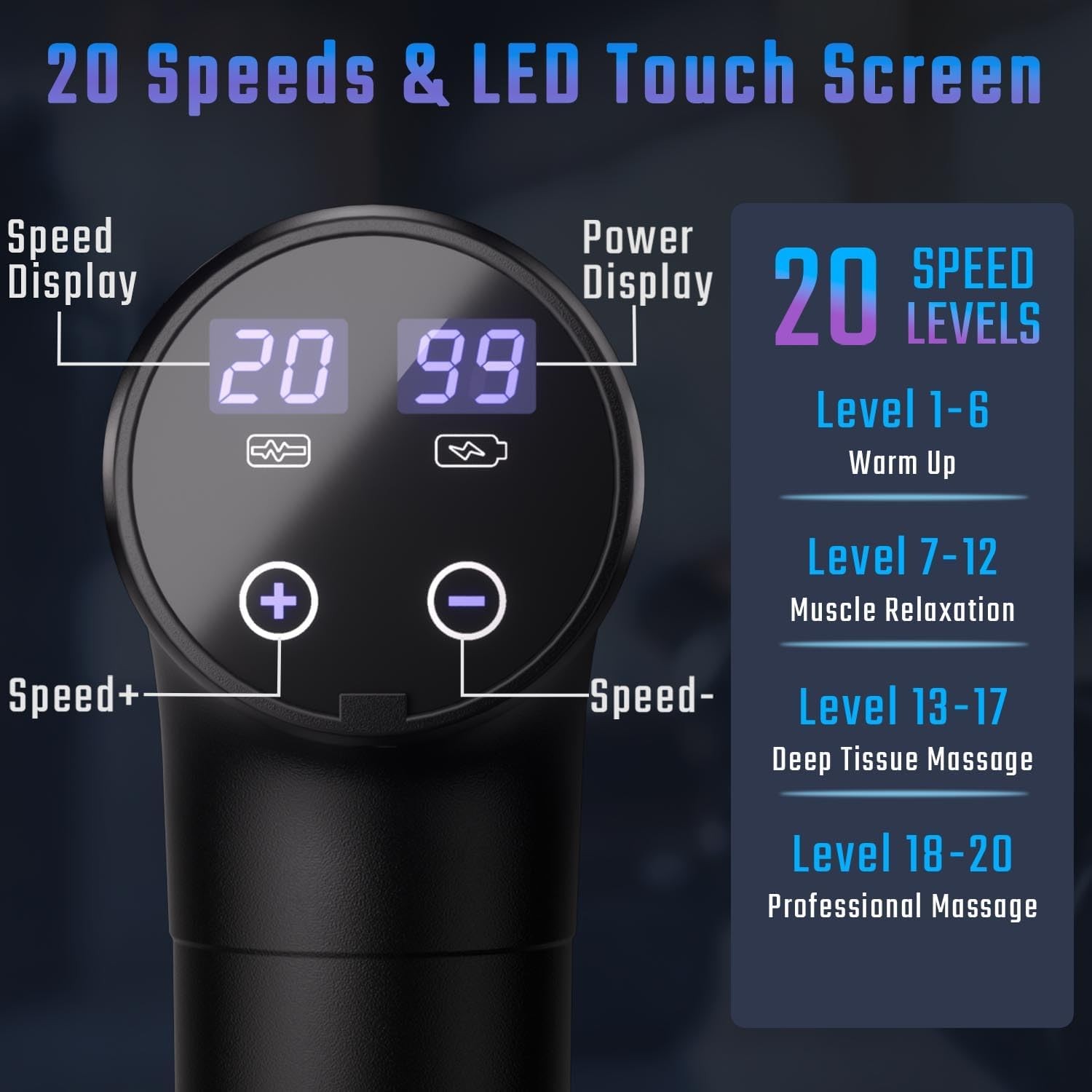 6 Speeds Massage Gun, Cordless Handheld Deep Tissue Muscle Massager Super Quiet
