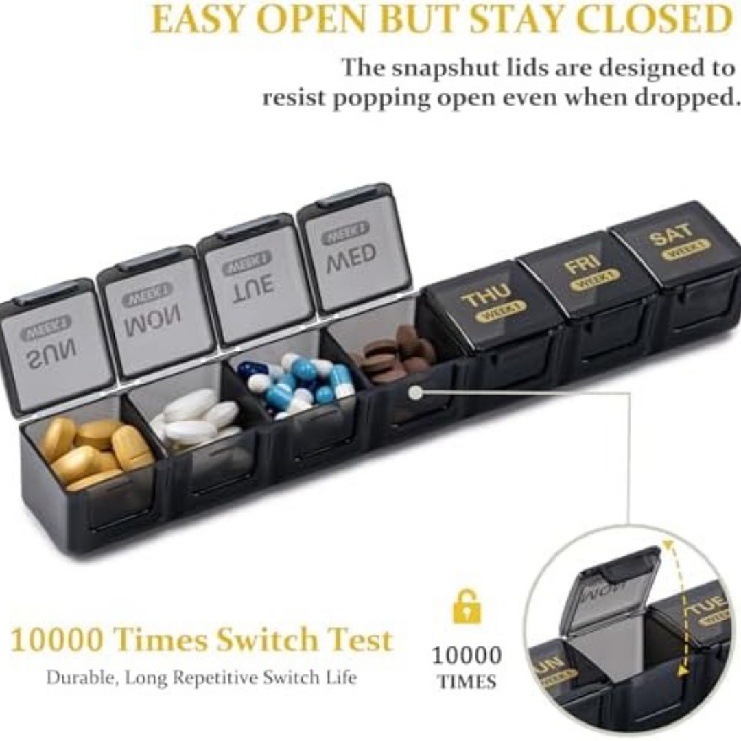 Large Monthly Pill Organizer 28 Days Portable One Month Pill Box Weekly Case