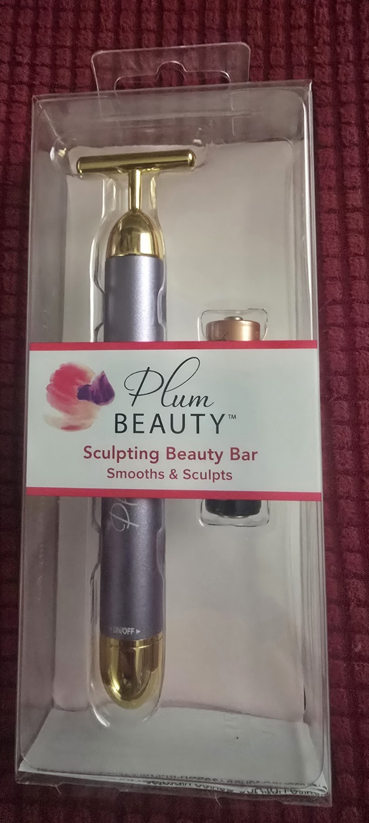 Plum Beauty Sculpting Beauty Bar Vibrating Face/Neck Massager Battery Purple