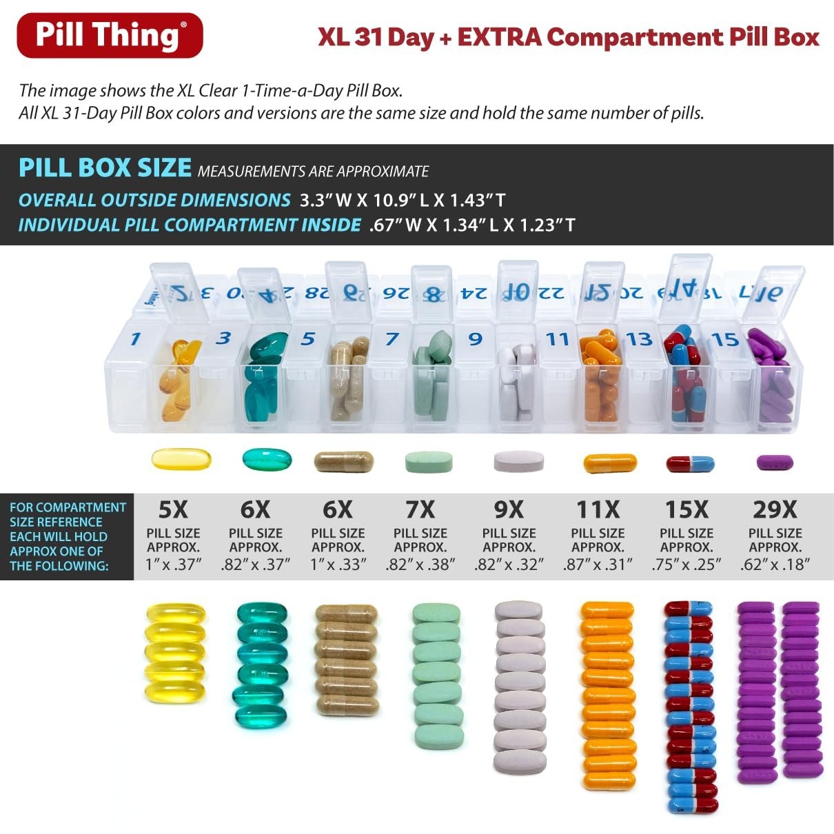 XL Monthly Pill Organizer Set – 31 Day AM/PM Medication Planner – 2 Clear Boxes