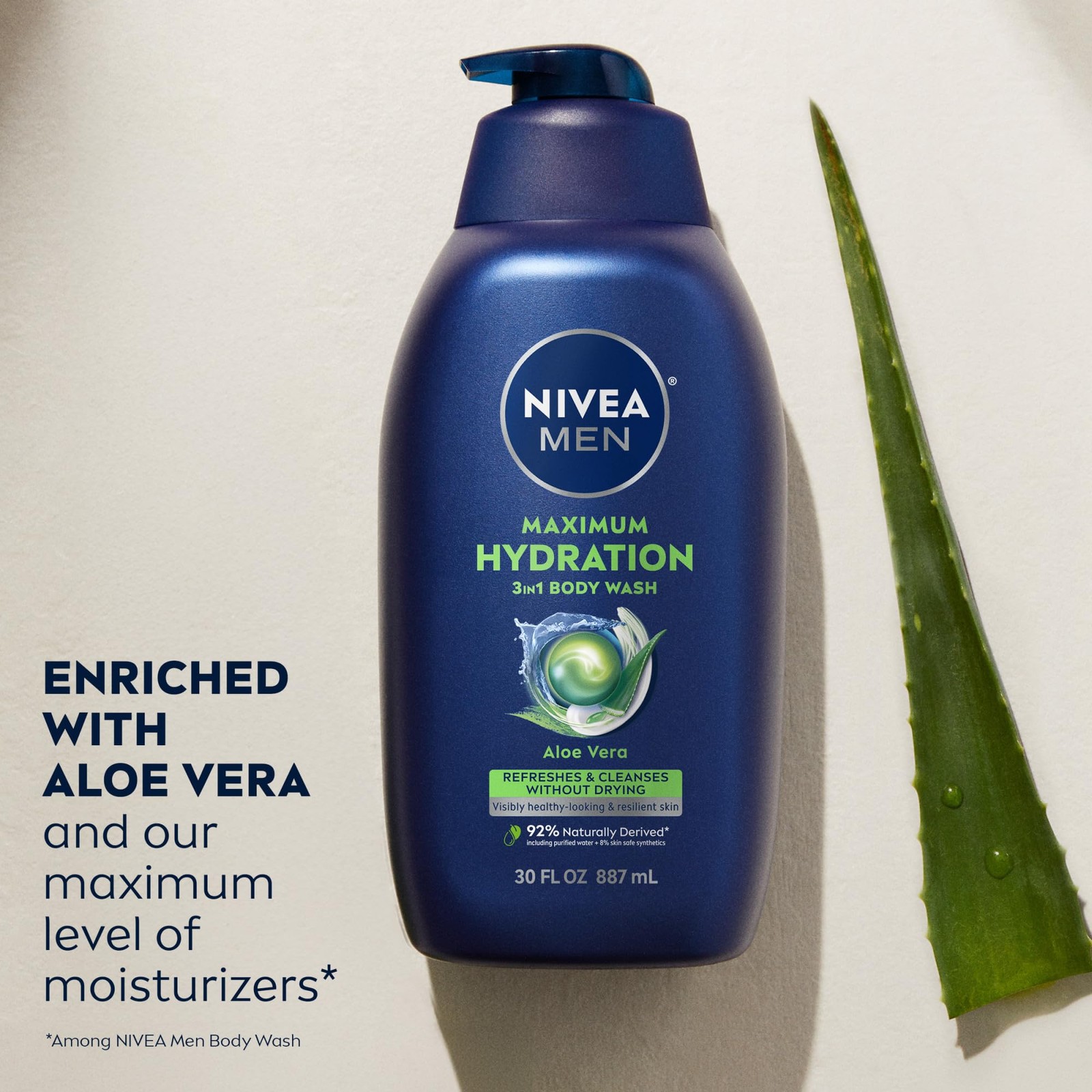 Nivea Men Maximum Hydration Body Wash for Dry Skin, Aloe 30 Fl Oz (Pack of 1)