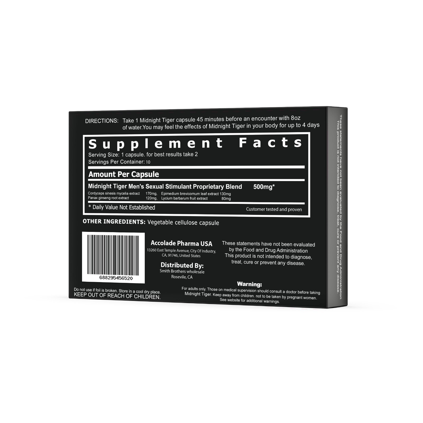 Midnight Tiger V2, Unleash Your Inner Monster All Natural Male Energy 10 pill pk