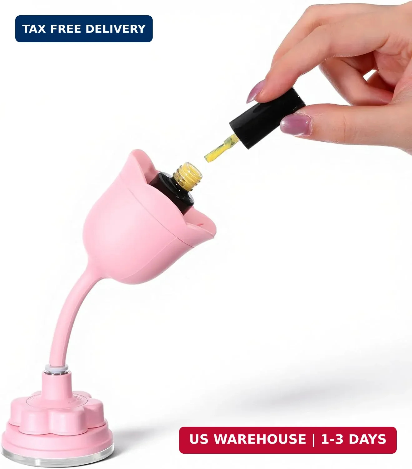360° Rotating Nail Polish Bottle Holder Stand with Suction Cup Anti Spill Pink