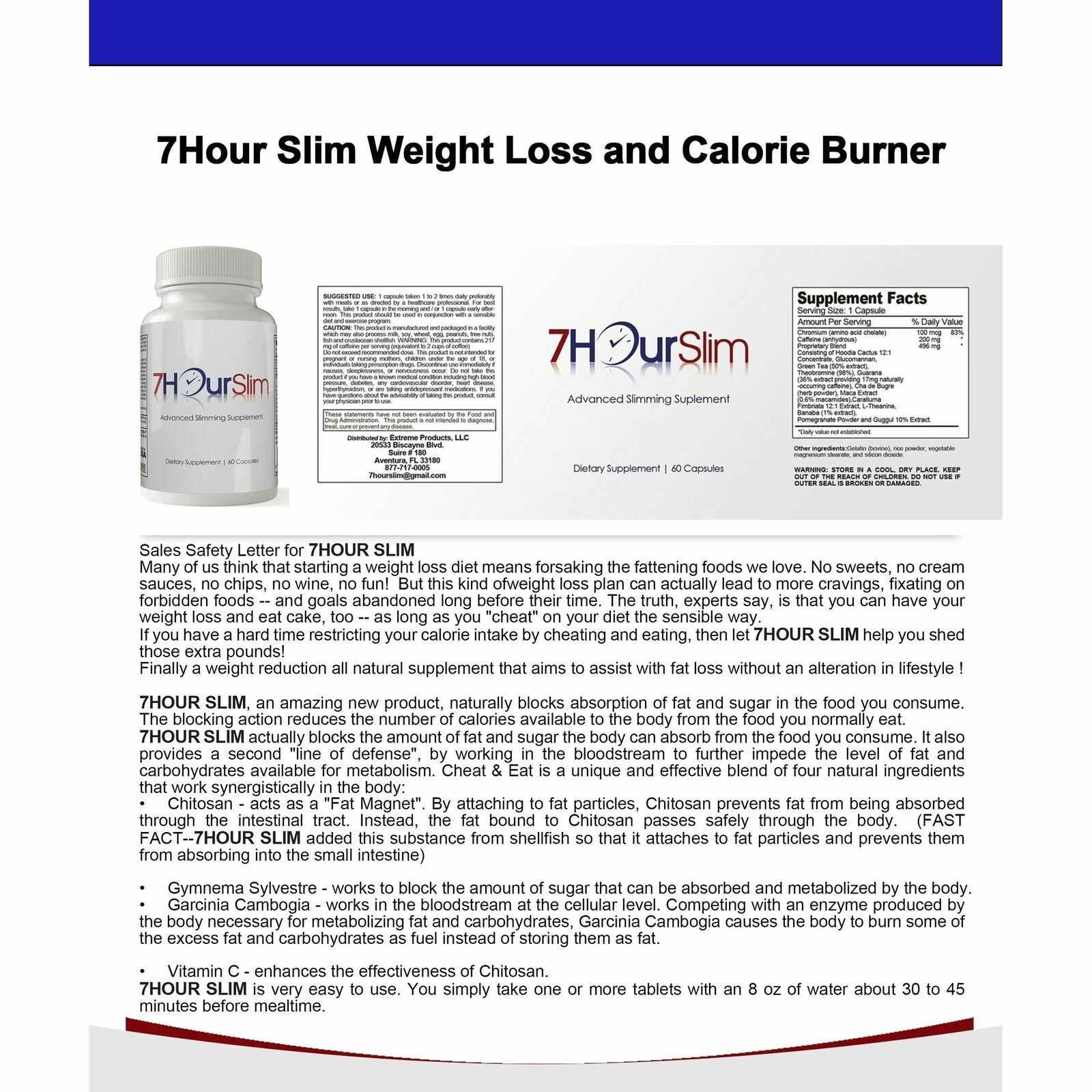 7Hour Slim Weight Loss Diet Capsules Parasite Blast Intestinal Detox Supplements