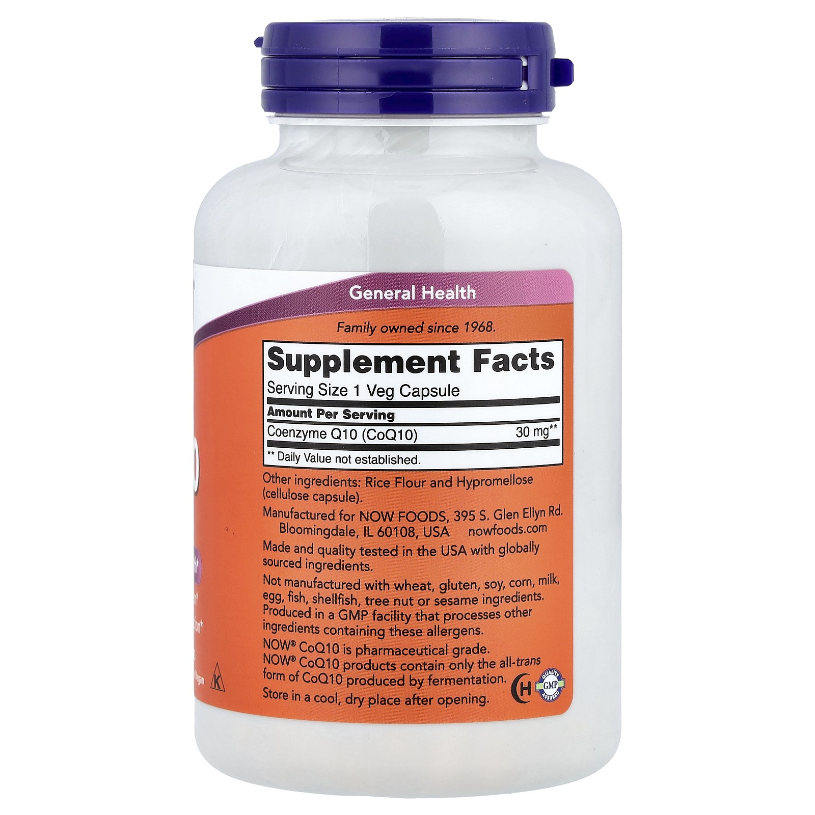 Now Foods CoQ10 30 mg 240 Veg Capsules GMP Quality Assured, Vegan, Vegetarian