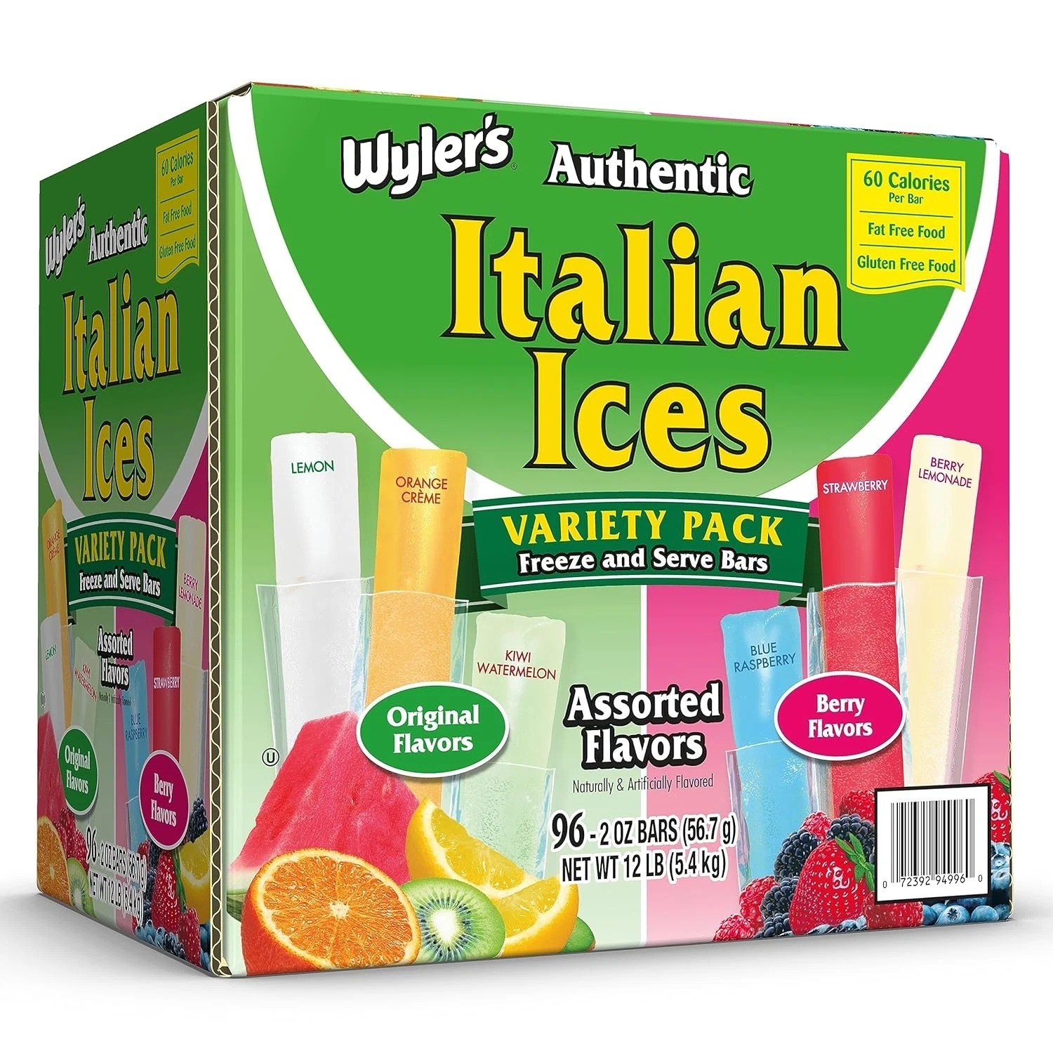 Wyler’s Authentic Italian Ice, Fat Free Freezer Bars, Assorted Flavors
