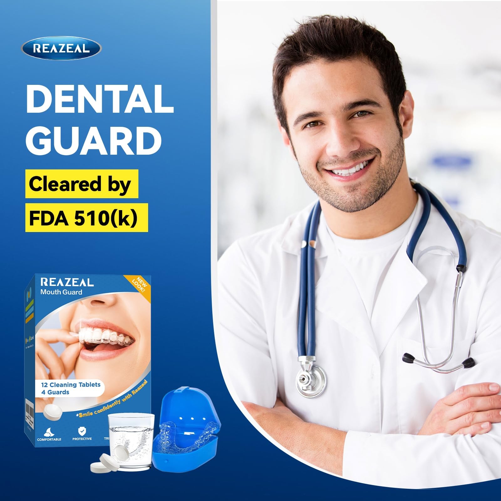Mouth Guard for Grinding Teeth at Night: Moldable Dental 1.8*2.4 in, Clear