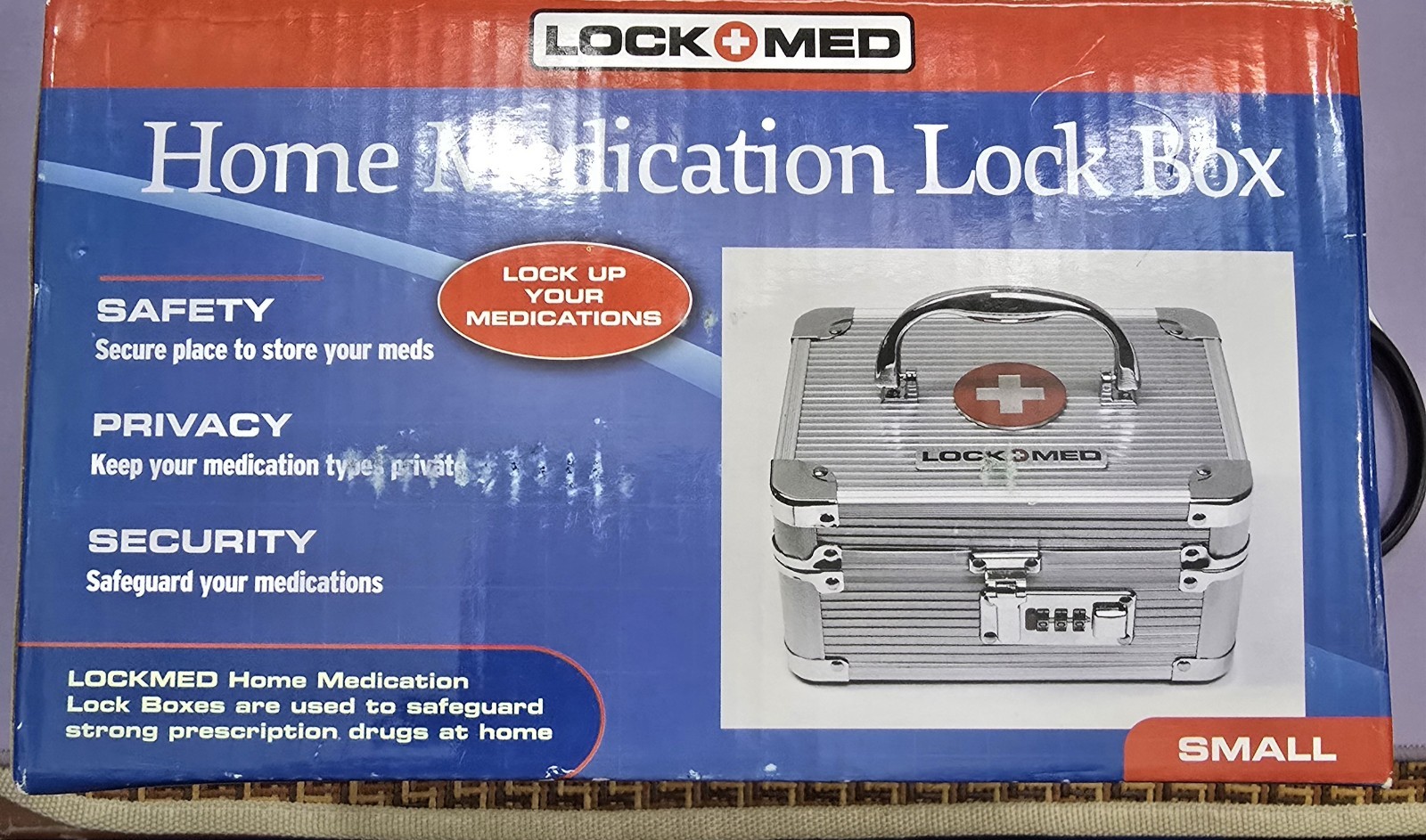 New Small LOCKMED 8″x6″x4″ Home Medication Lock Box ~12 Bottles