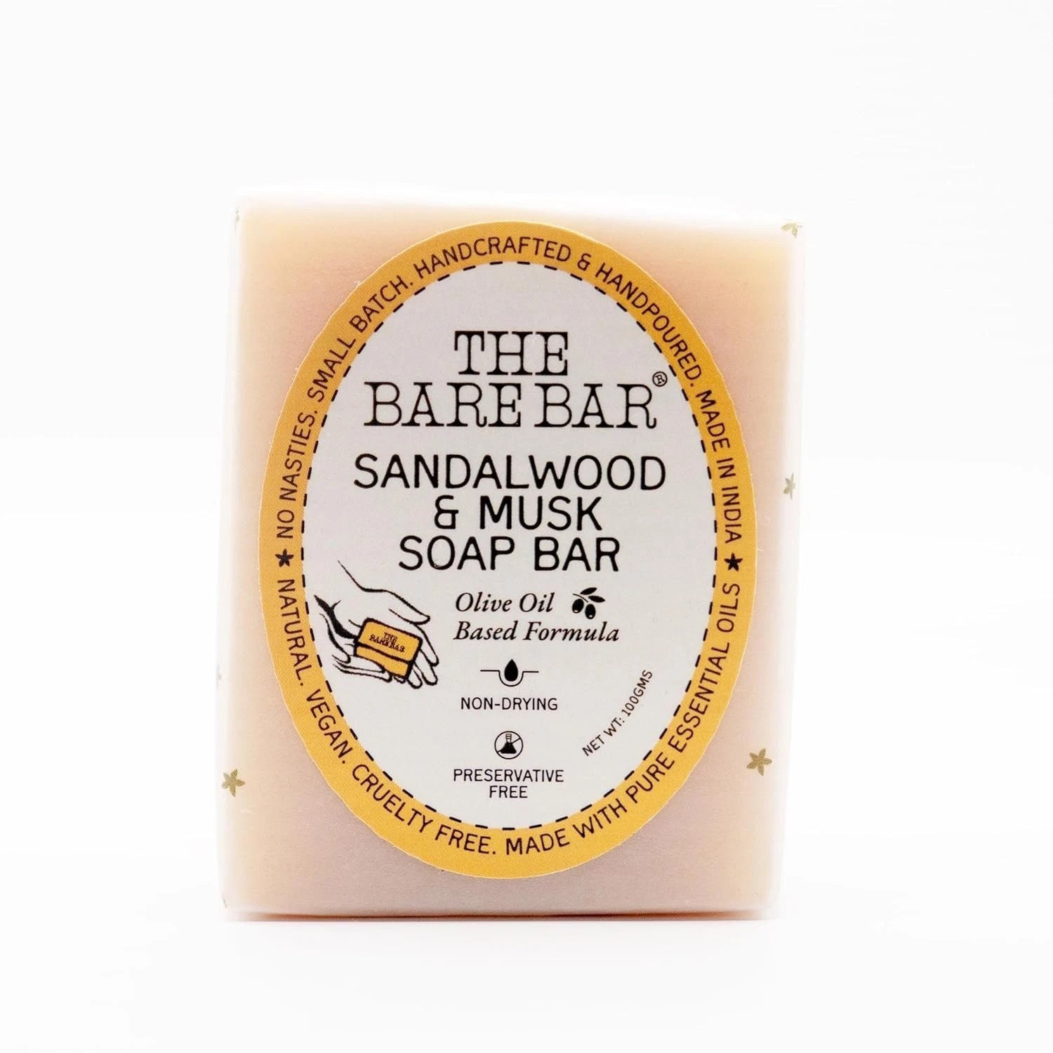 The Bare Bar Sandalwood And Musk Soap For All Skin Types 100g