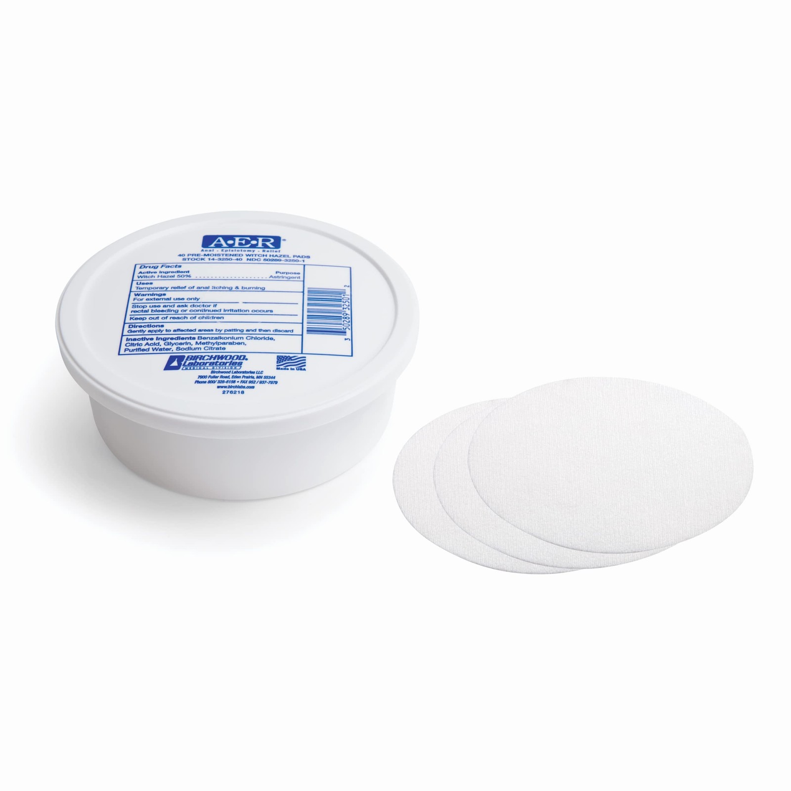 AER Pre-Moistened Witch Hazel Pads – 40 EA, Pack of 3