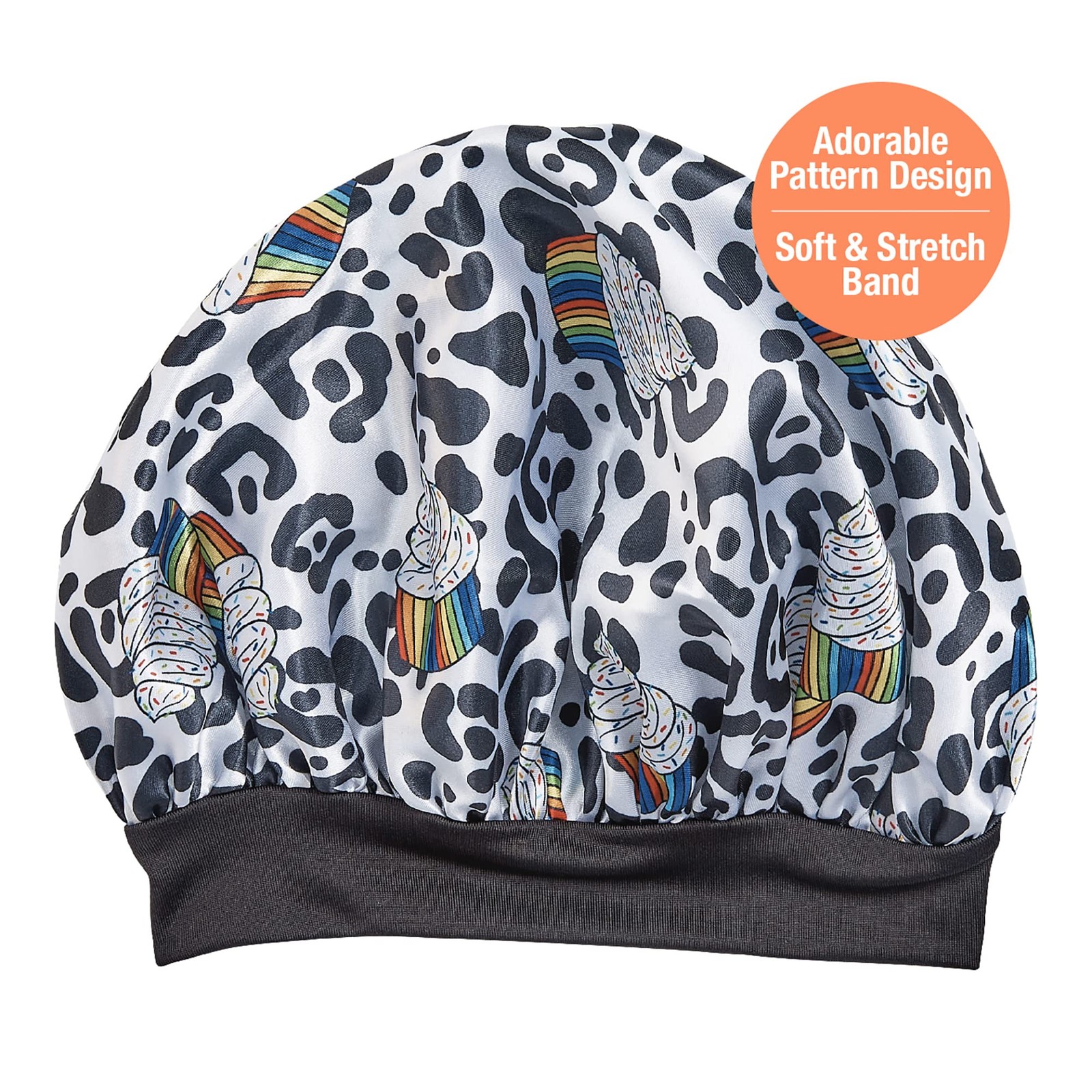 Red by Kiss Toddler Satin Bonnet Sleep Cap for 18M-4T, Rainbow Cupcake