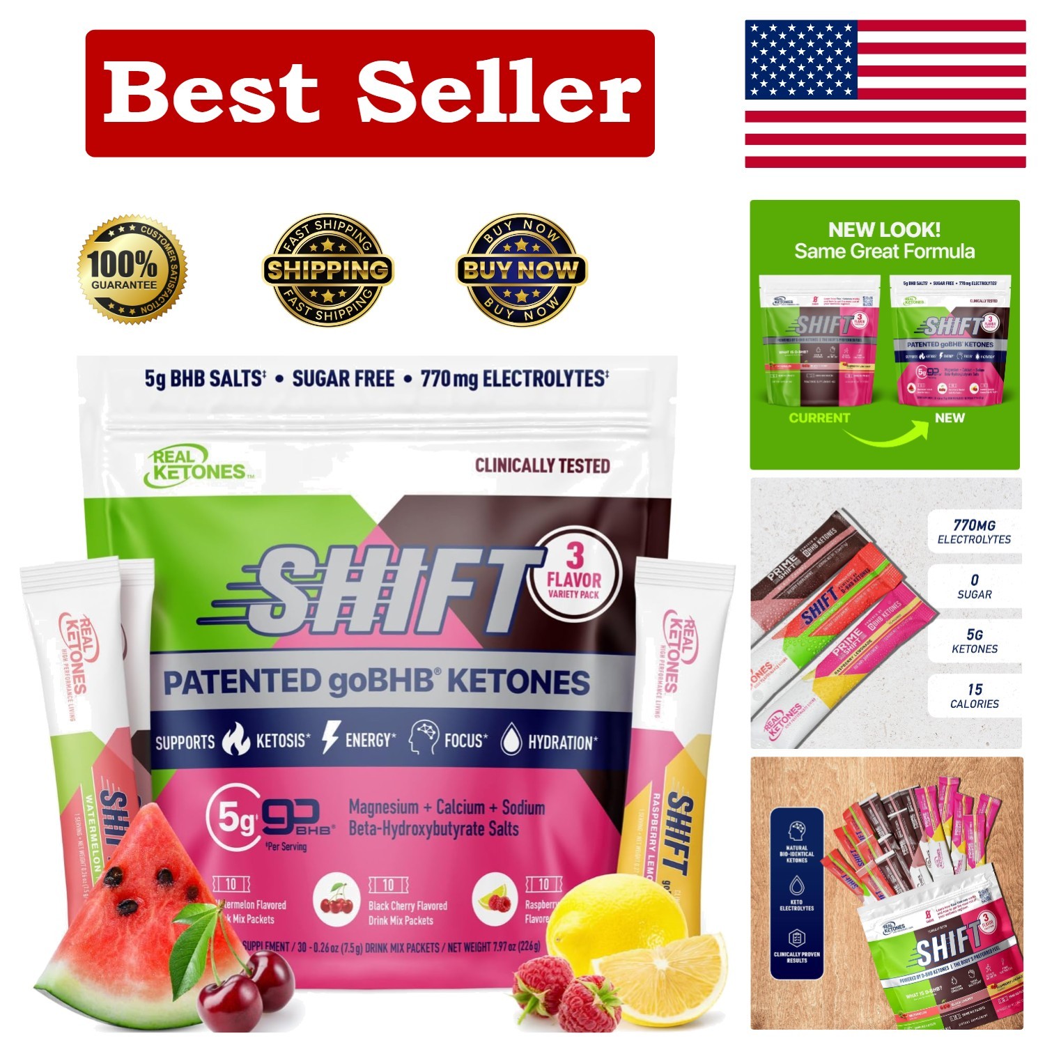 Ultimate 30 Count Electrolyte & BHB Drink Mix for Keto Hydration – Sugar-Free