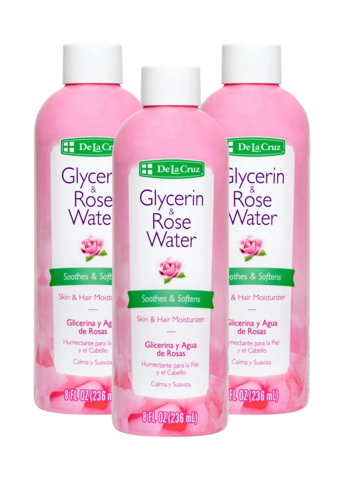 De La Cruz Glycerin & Rose Water Each Skin & Hair Moisturizer 8 oz