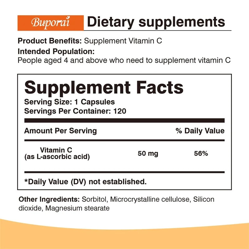 Vitamin C 120pcs, Skin Nutrition, Antioxidant, Promotes Collagen Production