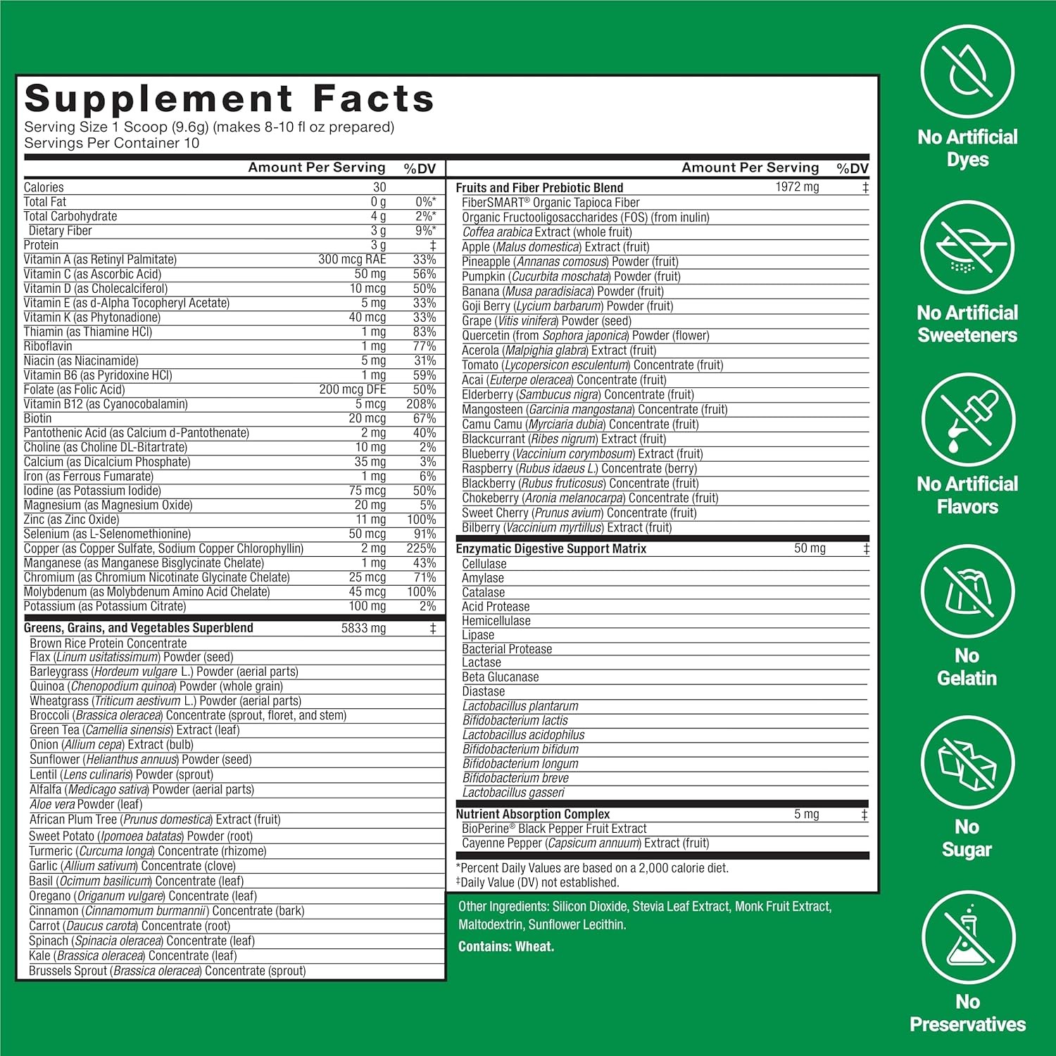 Force Factor Smarter Greens Daily Wellness Powder, Greens Superfood Powder