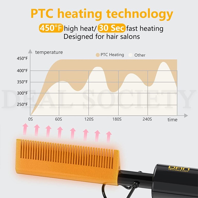 Electric Ceramic pressing Small Hot Comb for thick coarse hair 450℉ Lot of 2