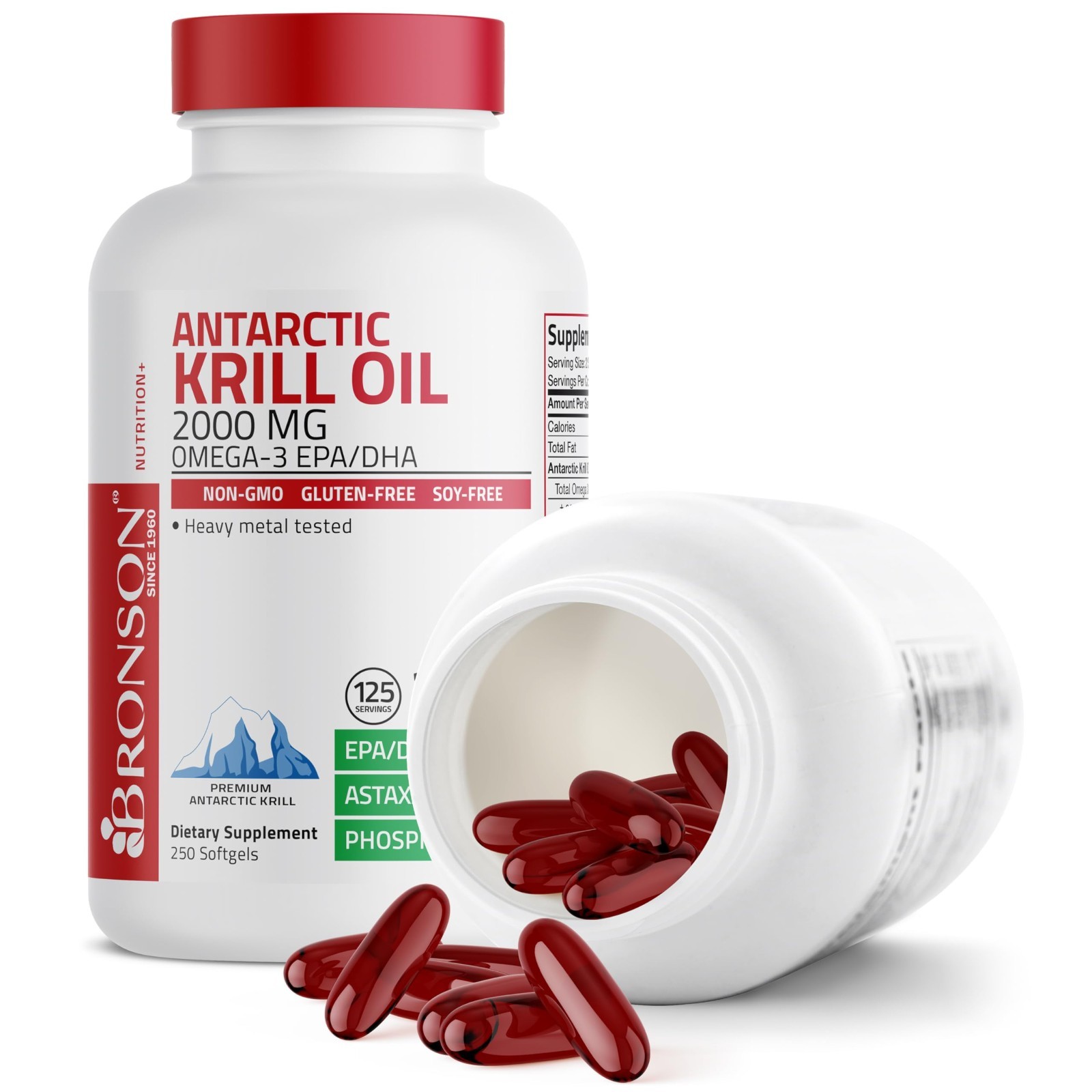 2000mg Antarctic Krill Oil Softgels – Omega-3s EPA DHA, Astaxanthin, Phospholipi