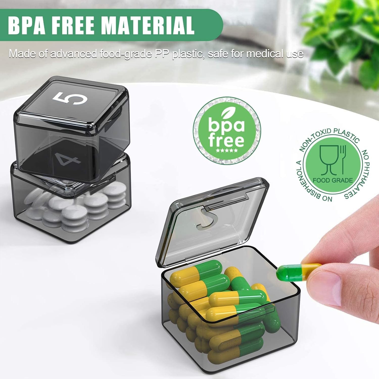 30 Day Monthly Pill Organizer Once a Day Box Large Travel Medicine Case Black