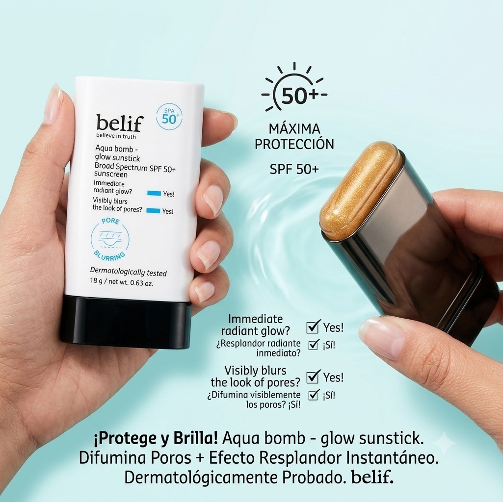 belif Aqua Bomb Glow Sunstick SPF 50+ Broad Spectrum Stick Sunscreen 0.63 oz