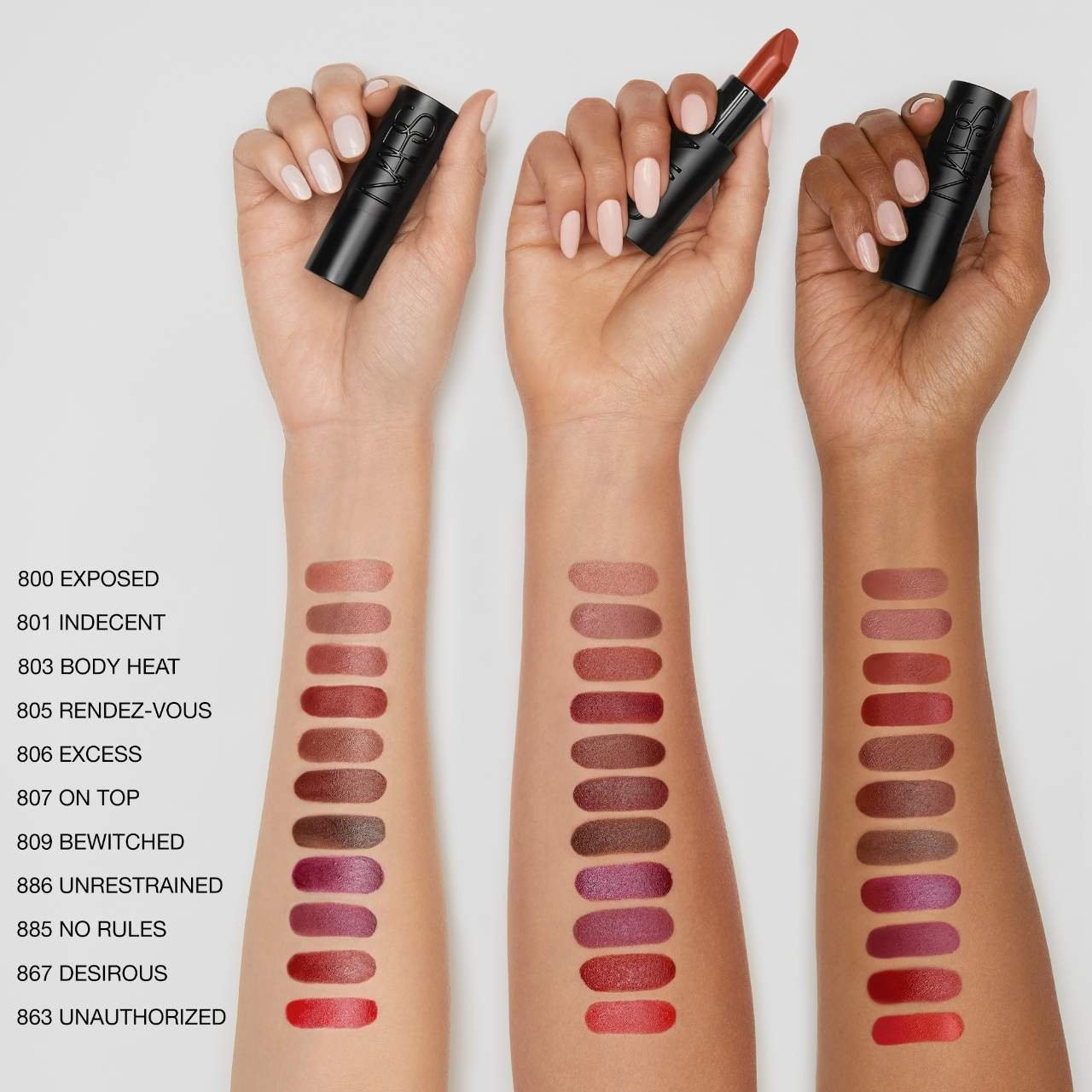 NIB 100% Authentic NARS Explicit Refillable Satin Lipstick, 19 SHADES, 0.13 oz