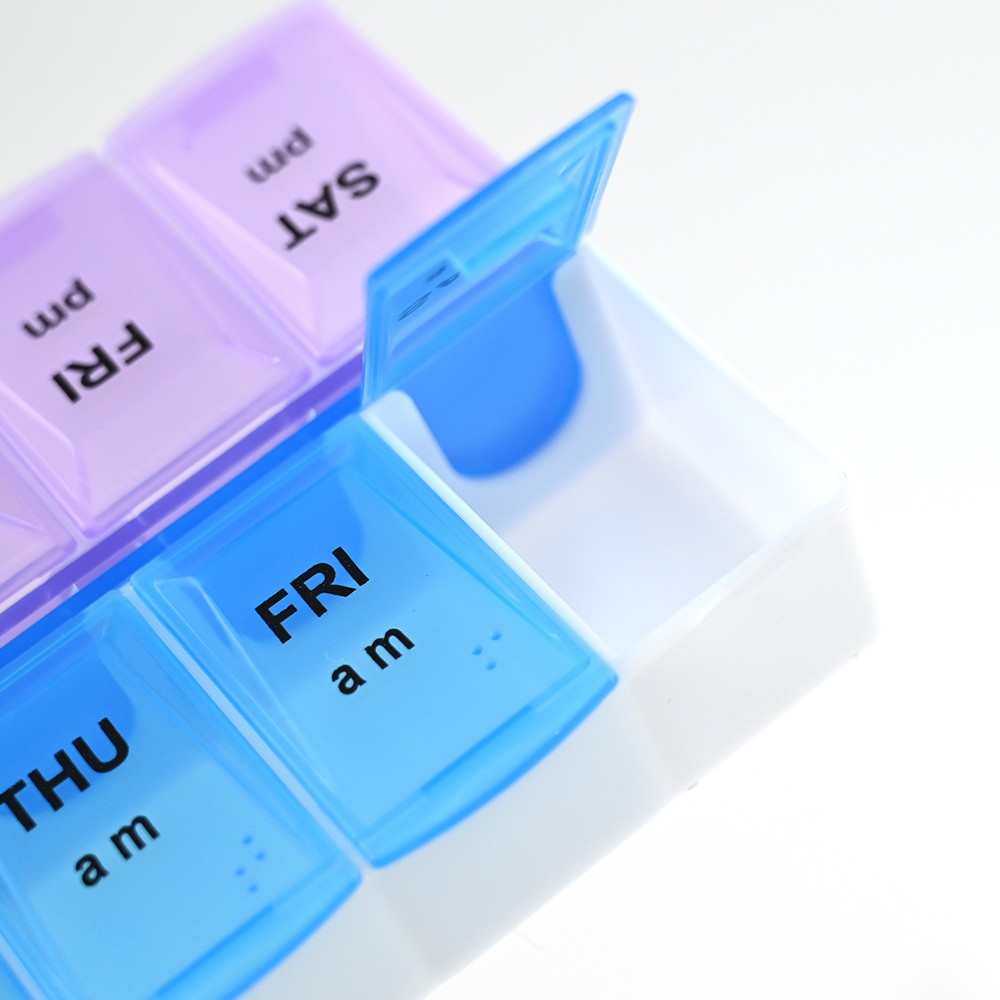 2 Pack Weekly Pill Box Organizer 7 day Organizer Case Medicine Box Twice a Day