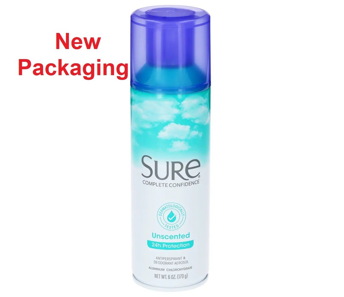 3 PACK SURE Unscented Aerosol Spray Anti-Perspirant Deodorant 6 oz. Last All Day