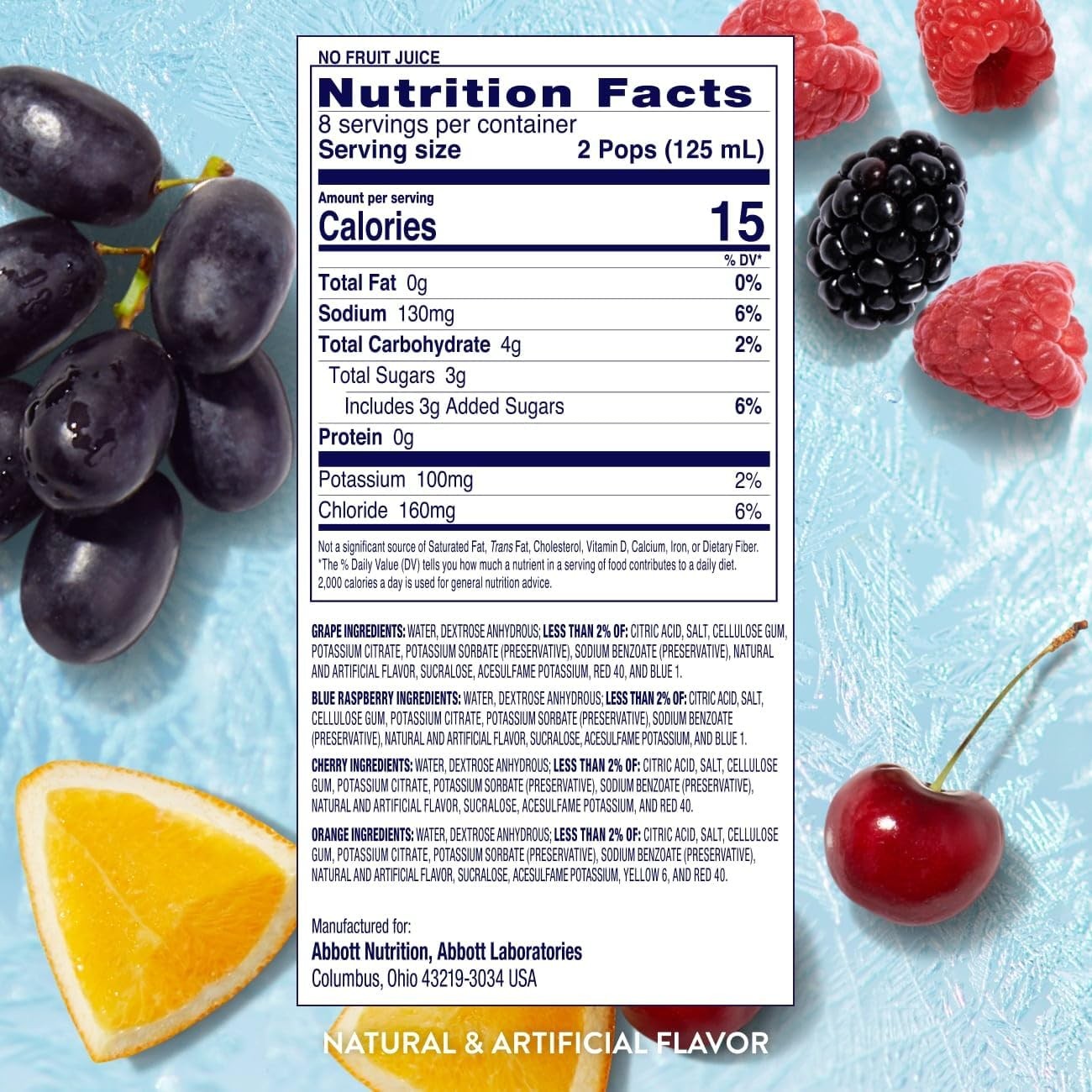 Pedialyte Electrolyte Solution Freezer Pops, Hydration Variety Pack— Grape, Blue