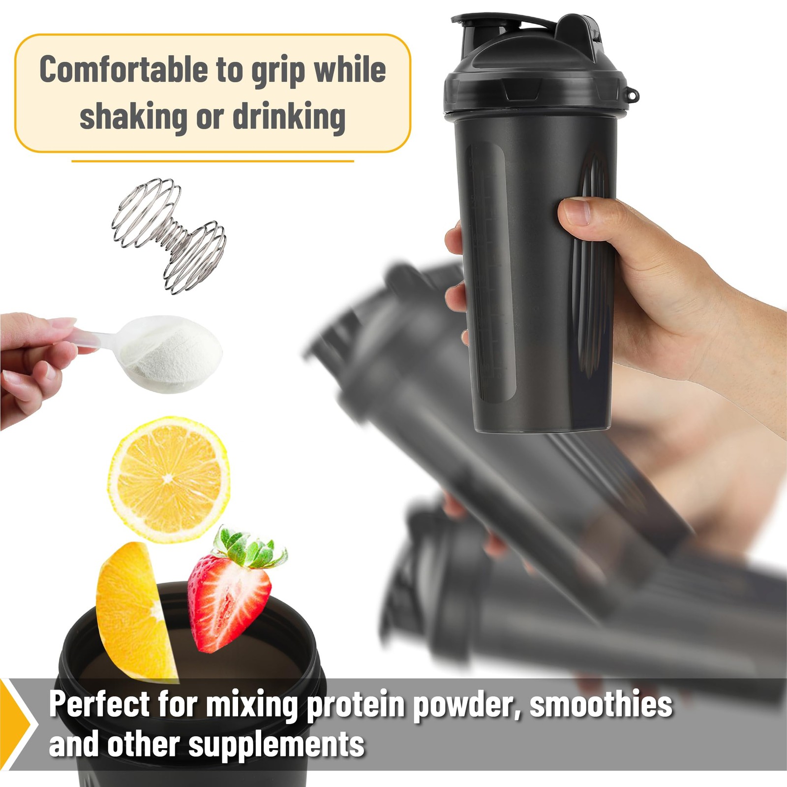 Mr. Pen- Shaker Bottles for Protein Mixes, 28 oz, Leak Proof 1 Pack, Black