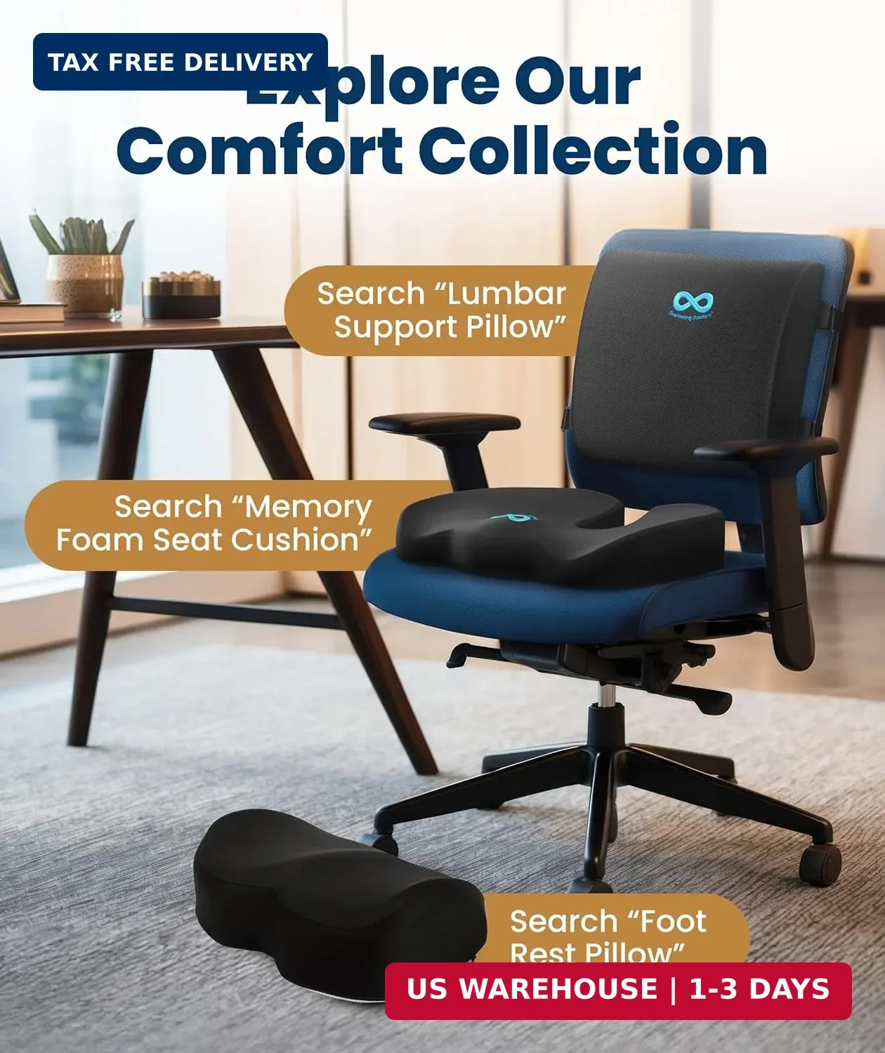 Everlasting Comfort Doctor Recommended Memory Foam Seat Cushion for Office Chair