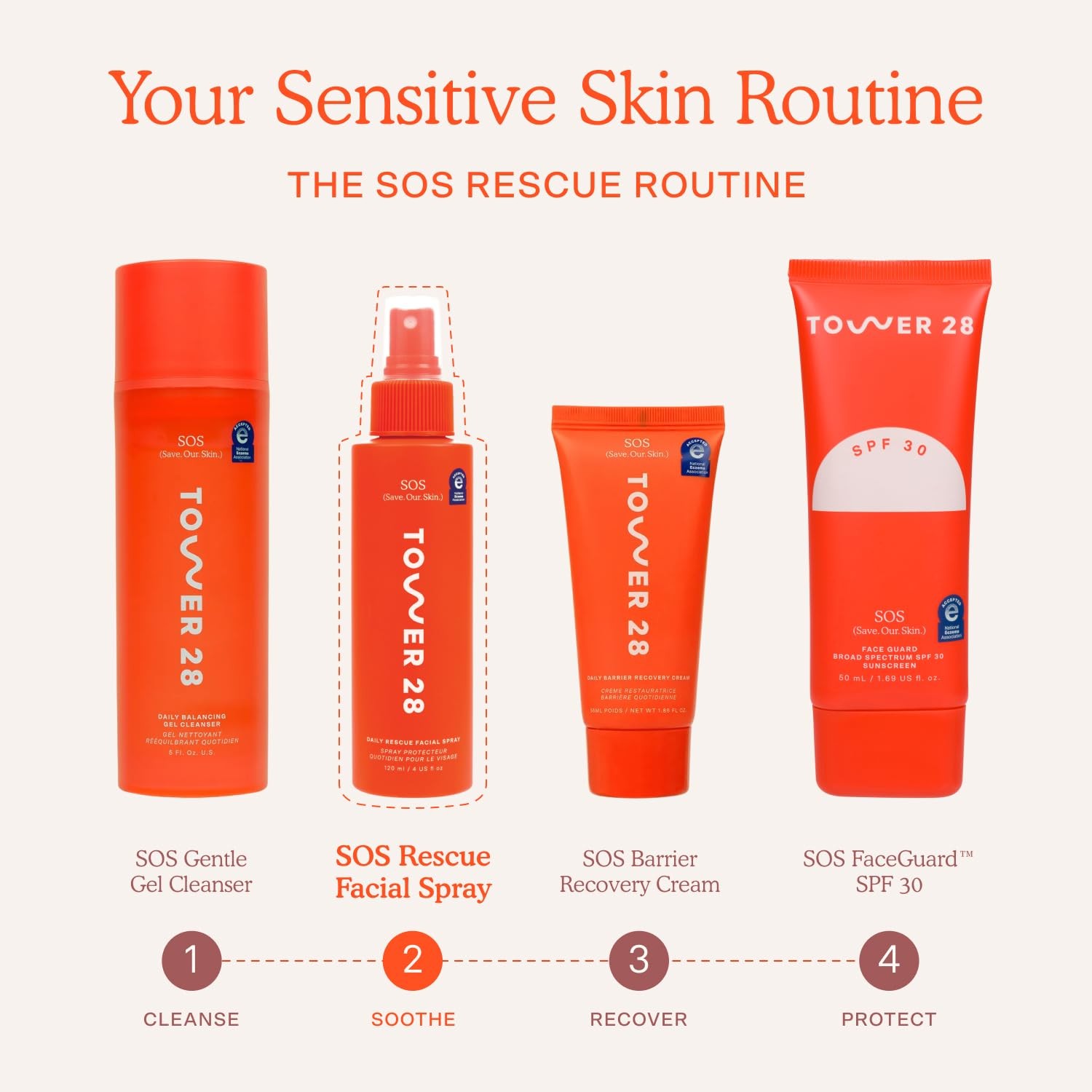 Tower 28 SOS Daily Rescue Facial Spray – Hypochlorous Acid Spray to Help Reduce