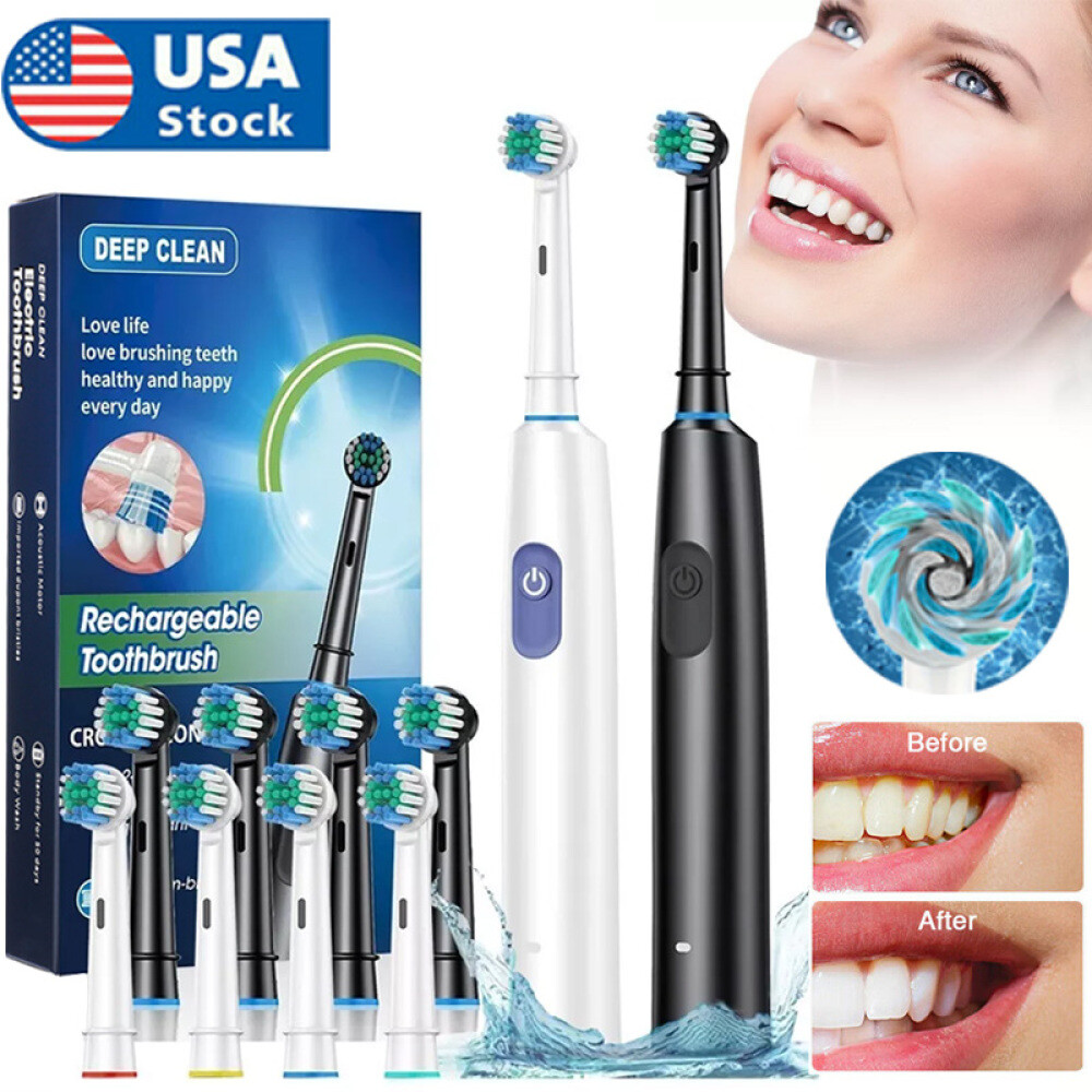 Pro Rotating Electric Toothbrush Rechargeable With 4 Brush Heads 5 Modes Timer