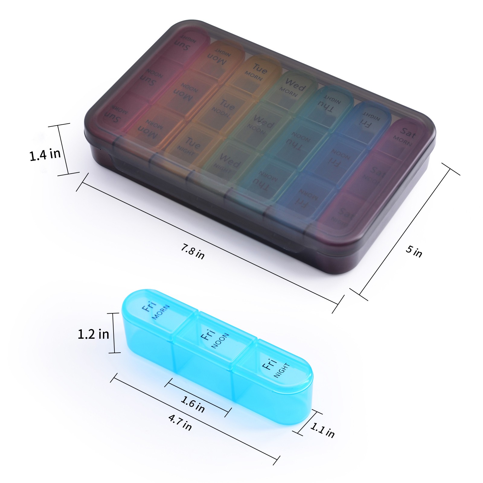 1 Pack GREENCYCLE Weekly Pill Organizer 3 Times a Day, Large Pill Box 7 Day