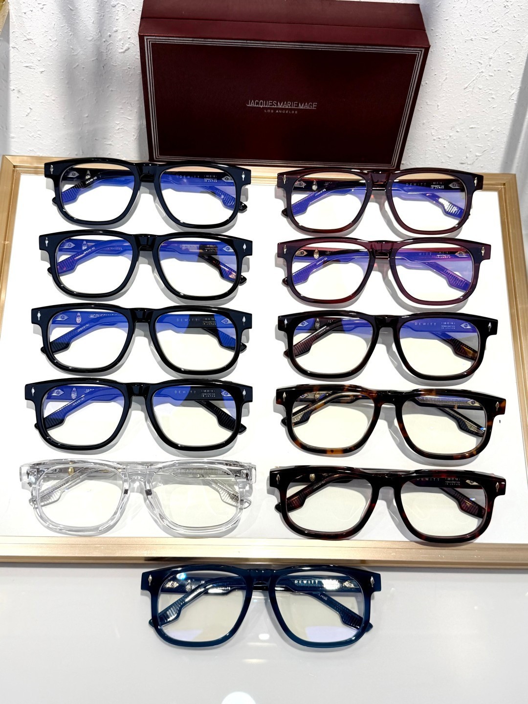 Jacques Marie Mage DEWITT Eyeglasses Burgundy Crystal 58-19-147mm With Case