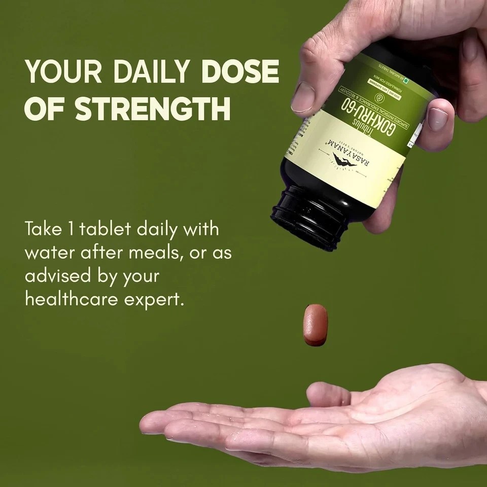 Gokshura -Puncture Vine ( Tribulus terrestris ) 1000mg – 60 Tablet ( pack of 2 )
