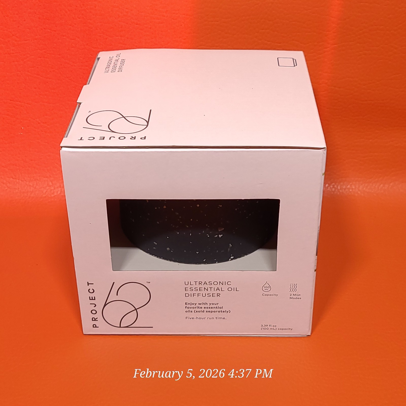 Project 62 Ultrasonic Essential Oil Diffuser 3.39oz Size 2 Modes Color Black