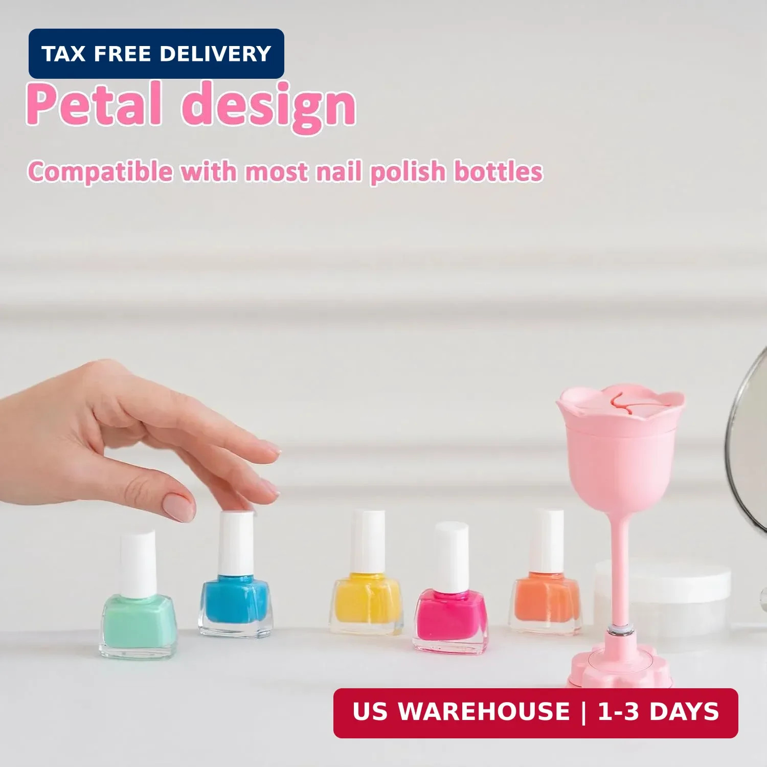 360° Rotating Nail Polish Bottle Holder Stand with Suction Cup Anti Spill Pink