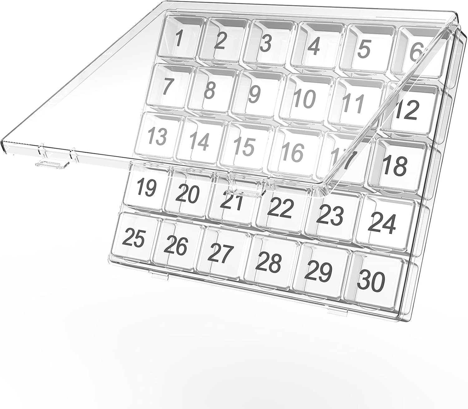 Monthly Pill Organizer – 30 Day Pill Box – Easy to Open – Large Compartments – P