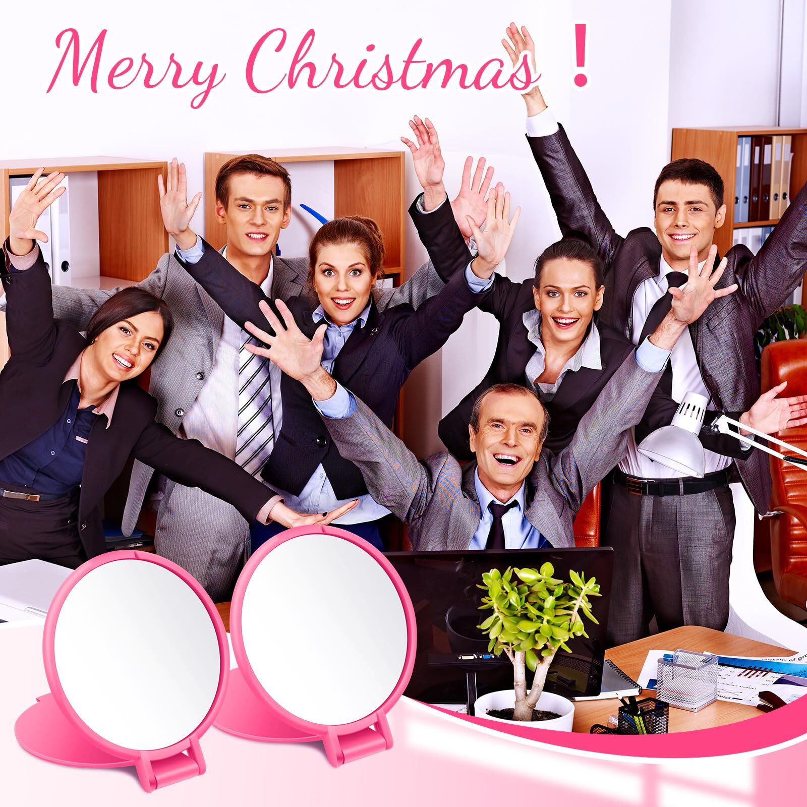 24pcs Mini Compact Mirror Bulk Rose Red Portable 2.8×2.4in Folding Pocket Mirror