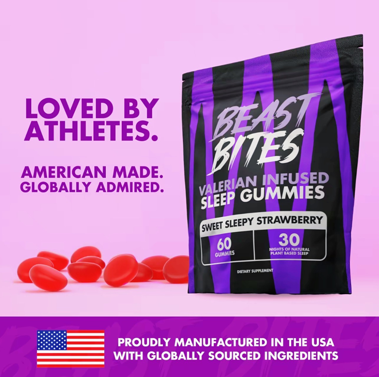 Valerian Infused Sleep and Nighttime Recovery Gummies – Beast Bites