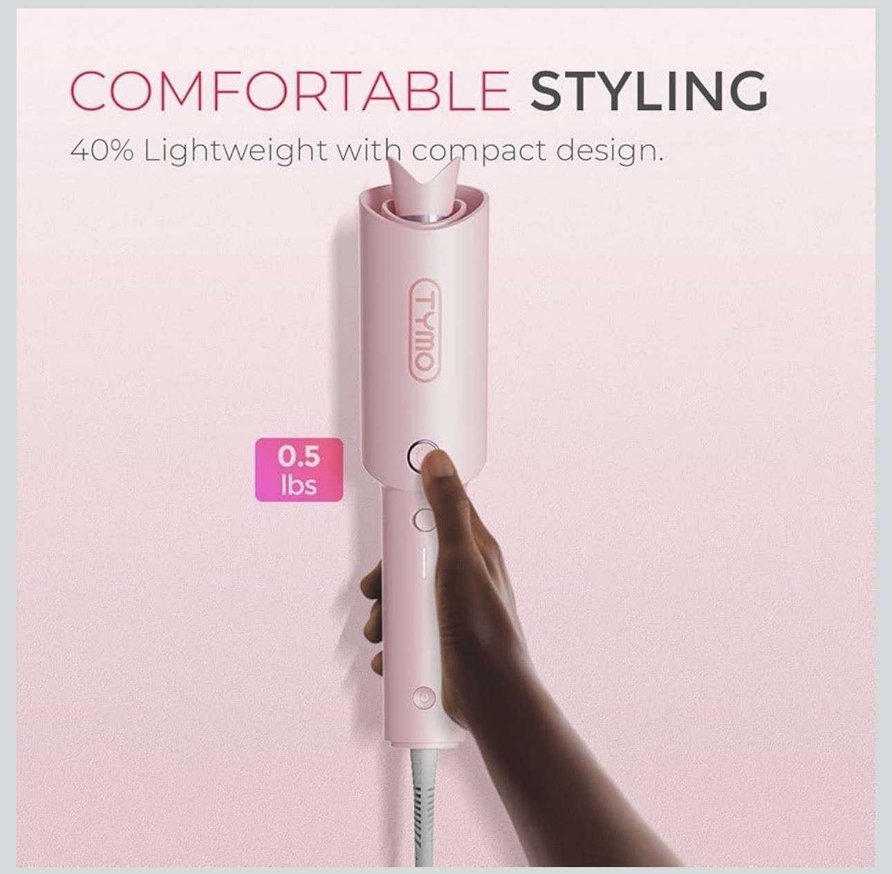 TYMO CURLPRO Automatic Rotating Curling Iron 1 Inch Pink NEW