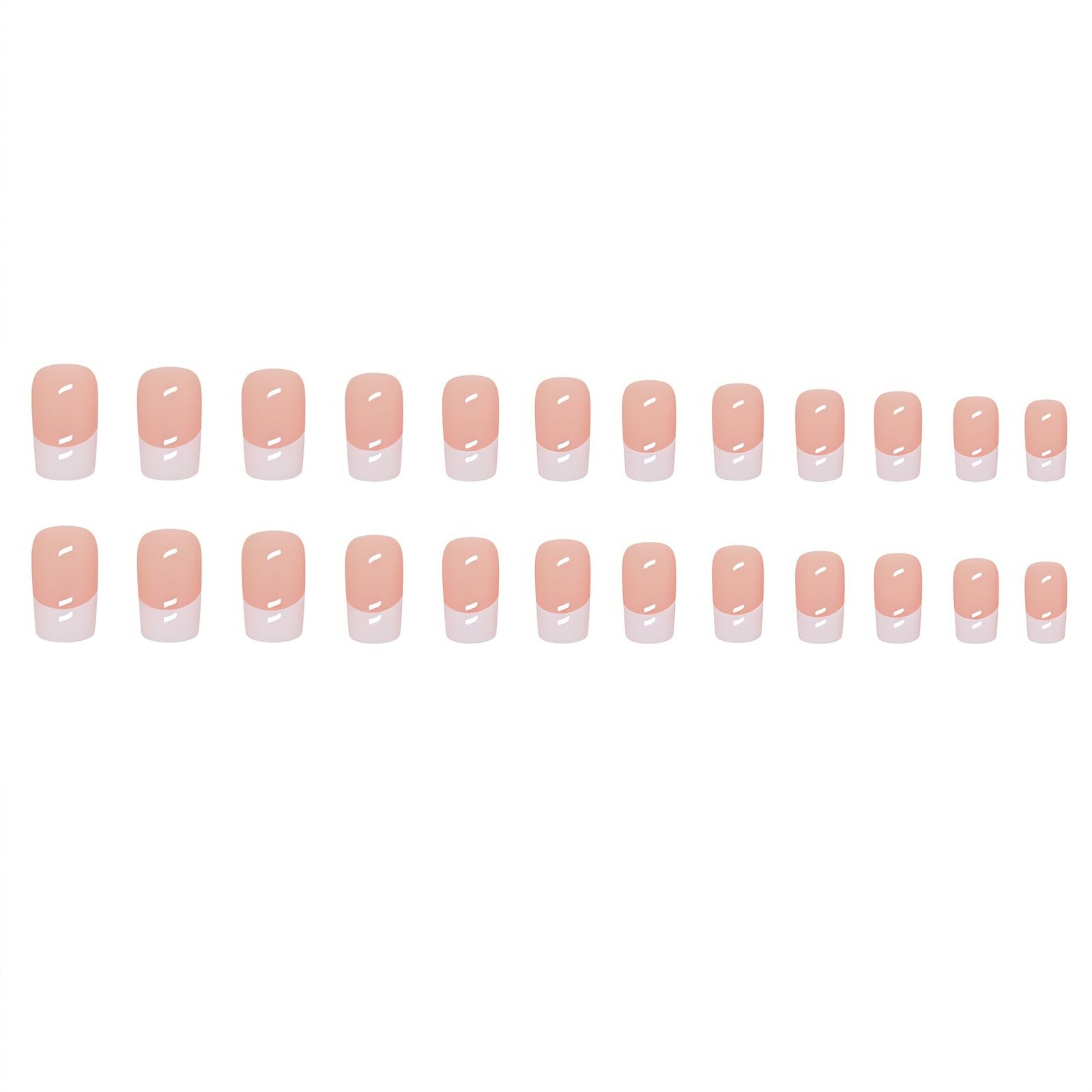 24PCS White French Tip Press on Nails Short Square Fake Large, Multicolor
